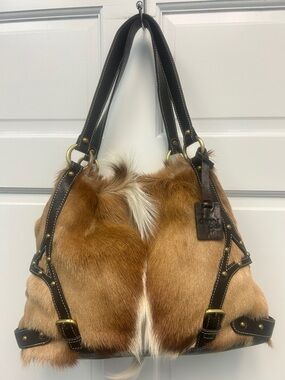 Diane Gail Los Angeles Purse South African Springbok Fur with Leather Trim